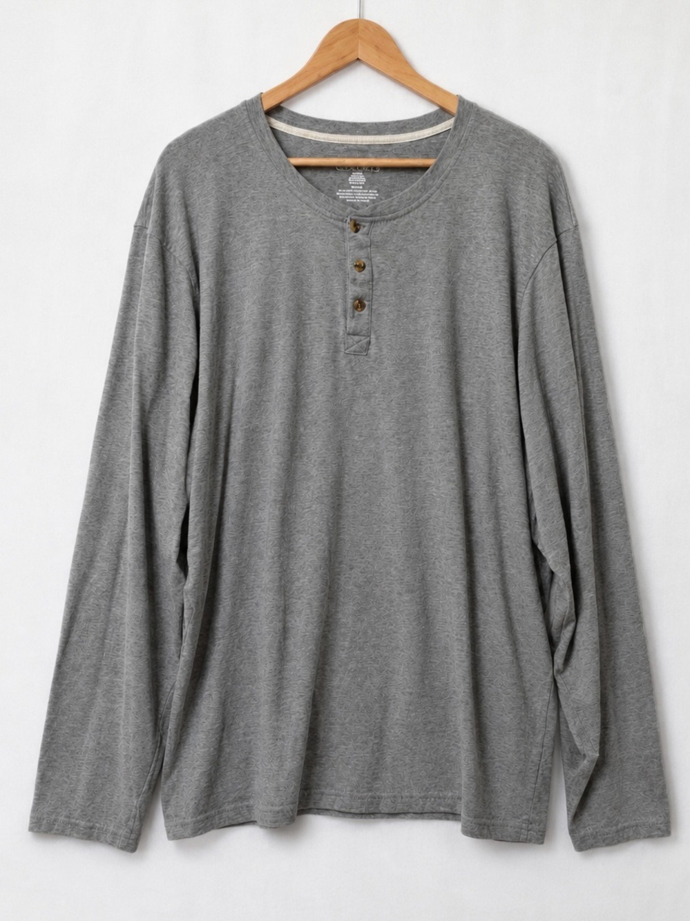 Chaps Men’s Heather Gray Long Sleeve Henley Shirt 2XLT Tall